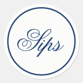 "Sips"結婚式の引き出物&ウェルカムバッグステッカー – ネイビー ラウンドシール