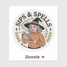 Sips & Spells — Cozyコテージ魔女Tea & Books シール