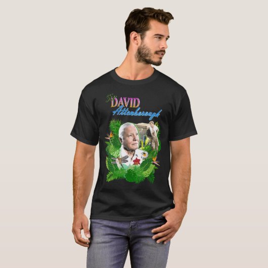 Sir David Attenborough – フラワー Tシャツ (正面フル)