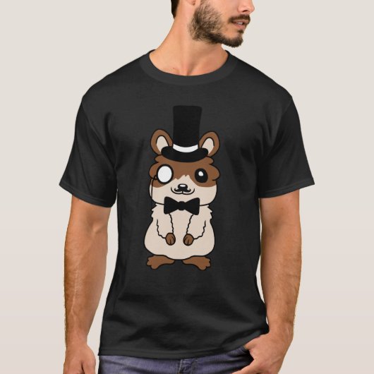 Sir Hamster With Top Hat And Monocle Glasses Tシャツ (正面)
