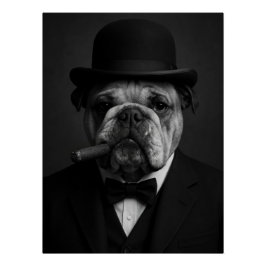  Sir Paws-ton Churchill - Bulldog with Bowler Hat  ポスター