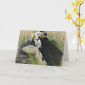 Sirenダーク・マーメイド・グリーティング・カード カード (黄色い花)