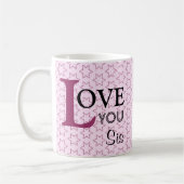 Sisの名前をカスタムするのピンクの星愛して下さい コーヒーマグカップ (左)