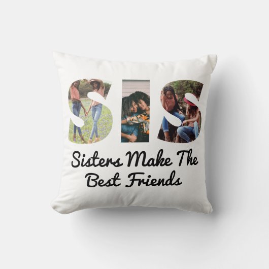 SIS姉妹の写真パーソナライズされた クッション (正面)