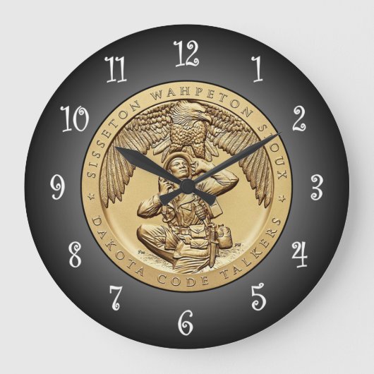 Sisseton Wahpeton Oyate Siouxコードタルカー~ ラージ壁時計 (正面)