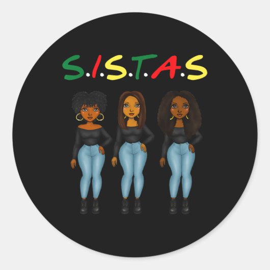 Sistas Afro Women Together 誇りを持った Black Sistas Que ラウンドシール (正面)