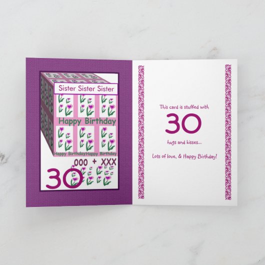 SISTER - 30th Birthday カード (内部)