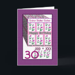 SISTER - 30th Birthday カード<br><div class="desc">このカードはハートの花を持つ特別な人にハッピーバースデーを願う陽気な方法である。すべての文字はカスタマイズ可能なので、彼女の名前の「妹」を変更し、年を変更することができる（そして、一度に変更するだけで、カード全体を通して変更される）。もちろん、内側の節を修正することができる。おもしろいと一種のカード！</div>