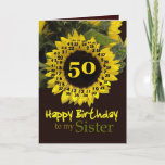 SISTER - 50誕生日と明るいヒマワリ カード<br><div class="desc">この陽気なヒマワリと"魔法の花"の詩は、あなたの妹にハッピーバースデーを願う甘い方法である。内部文字はカスタマイズ可能なので、独自の特別な気持ちを追加できる</div>