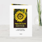 SISTER - 50誕生日、陽気なひまわり カード (裏面)