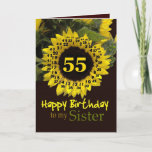 SISTER - 55誕生日、陽気なひまわり カード<br><div class="desc">この「魔法の花」が歌われた陽気なヒマワリは、妹さんにハッピーバースデーを願う甘い方法です。 内部文字はカスタマイズ可能で、独自の特別な気持ち</div>