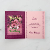 SISTER - 60番目の誕生日とピンクのデイジー花 カード (内部)