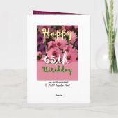 SISTER - 65番目の誕生日、ピンクのデイジーの花 カード (裏面)