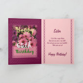 SISTER - 65番目の誕生日、ピンクのデイジーの花 カード (内部)