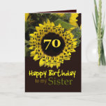 SISTER - 70誕生日と明るいヒマワリ カード<br><div class="desc">この陽気なヒマワリと"魔法の花"の詩は、あなたの妹にハッピーバースデーを願う甘い方法である。内部文字はカスタマイズ可能なので、独自の特別な気持ちを追加できる</div>
