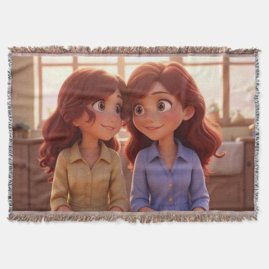Sister Bond ~美しい姉妹のイラストアート~ スローブランケット (正面)