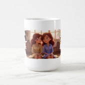 Sister Bond – Beautiful Sisters Illustration Art コーヒーマグカップ (中央)