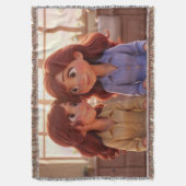 Sister Bond – Beautiful Sisters Illustration Art スローブランケット (正面縦)