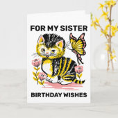 SISTER CAT BIRTHDAY GREETING CARD カード (黄色い花)