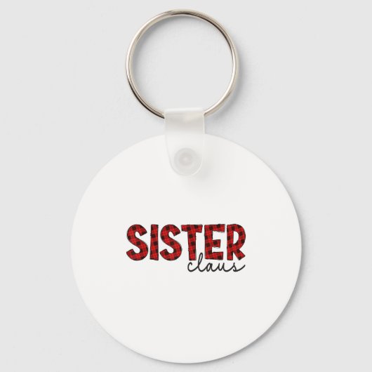 Sister Claus Xmas Christmas Red Plaid Pajama Famil キーホルダー (正面)
