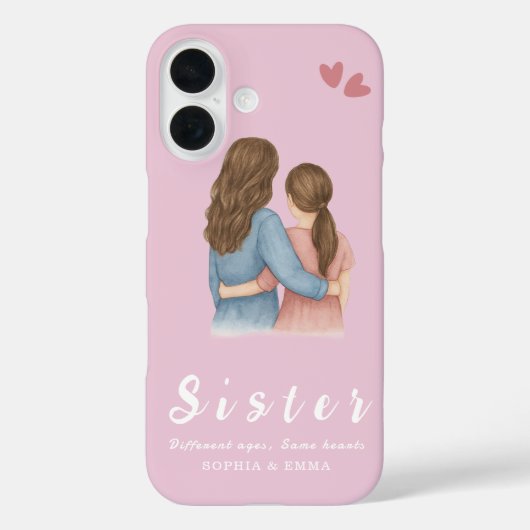 Sister Collage iPhone 16 Case – Same Hearts Case-Mate iPhoneケース (裏面)