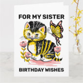 SISTER CUTE CAT HAPPY BIRTHDAY CARD カード (黄色い花)