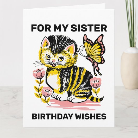SISTER CUTE CAT HAPPY BIRTHDAY CARD カード (正面)