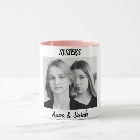 Sister Gift Mug with Photo & Name – Pink Cup Style マグカップ (中央)