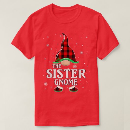 Sister Gnome Buffalo Plaid Matching Family Christm Tシャツ (デザイン正面)