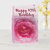 SISTER - Happy 49誕生日 – ピンクローズ カード (黄色い花)