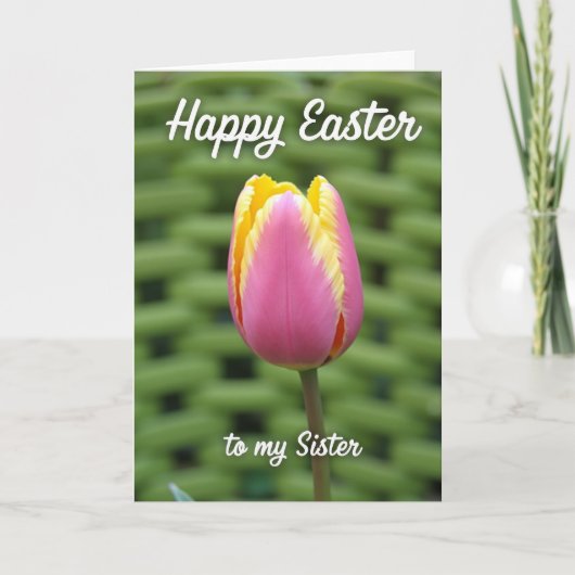Sister Happy Easter Tulip Photo Card カード (正面)
