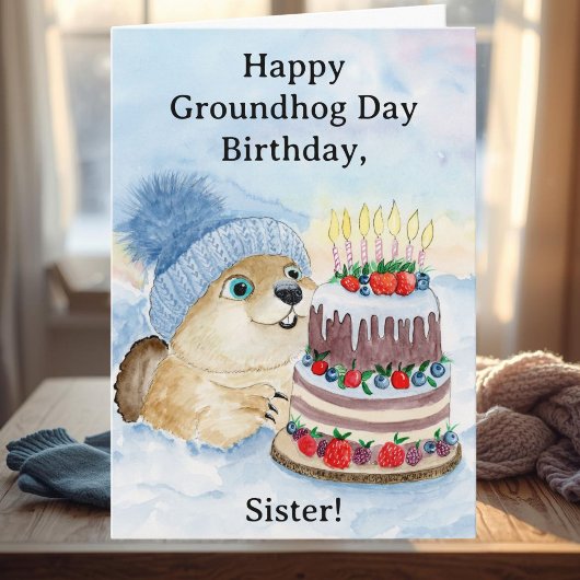Sister Happy Groundhog Day Birthday  カード