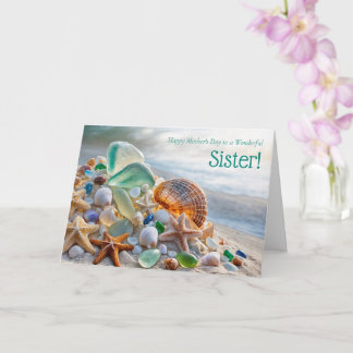 Sister Happy Mothers Day Beach Themed with Shells カード
