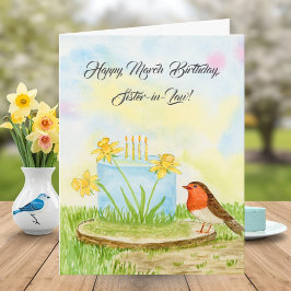 Sister-in-Law Happy March Birthday Daffodils カード