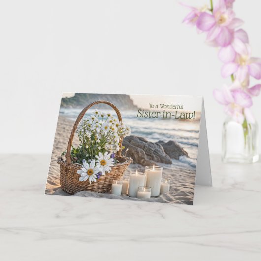 Sister in Law Happy Mothers Day Basket of Flowers カード (蘭)