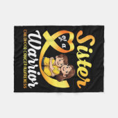 Sister Of A Warrior Childhood Cancer Awareness Bro フリースブランケット (正面(横))