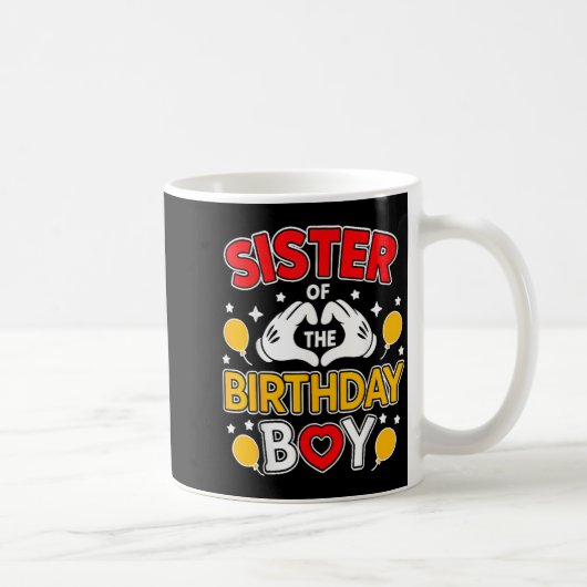 Sister Of The Birthday Boy Family Matching Dad Mom コーヒーマグカップ (右)