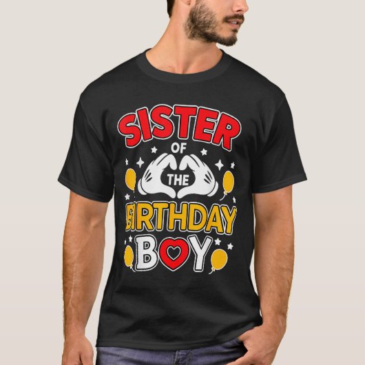 Sister Of The Birthday Boy Family Matching Dad Mom Tシャツ (正面)