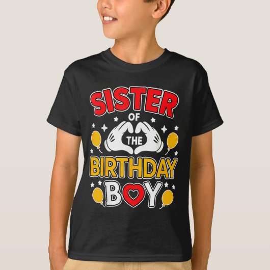 Sister Of The Birthday Boy Family Matching Dad Mom Tシャツ (正面)