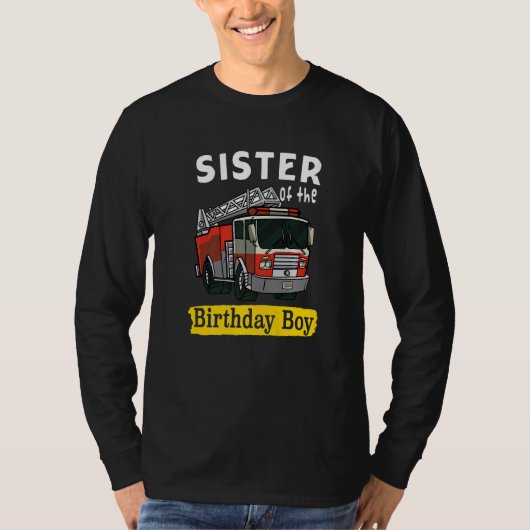Sister Of The Birthday Boy Fireman Firefighter Bda Tシャツ (正面)