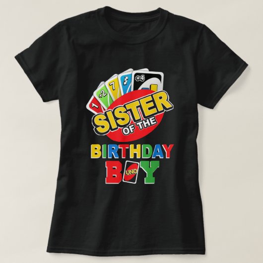 Sister of the Birthday Boy Shirt Uno Mom Mama 1st Tシャツ (デザイン正面)