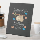 Sister of the Birthday Girls Sloth B-Day Party T-S 台座サイン (インサイチュ)
