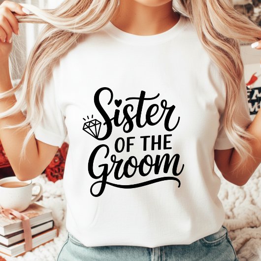 Sister of the Groom Elegant Script Wedding Diamond トライブレンドＴシャツ