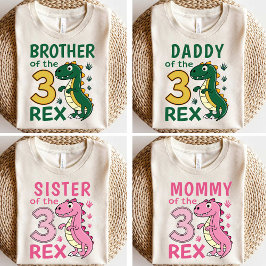 Sister of the Three-Rex Matching Dinosaur Birthday Tシャツ