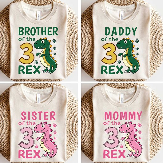 Sister of the Three-Rex Matching Dinosaur Birthday Tシャツ