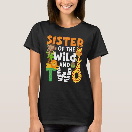 Sister Of The Wild and Two 2 Zoo Theme Party Safar Tシャツ (正面)