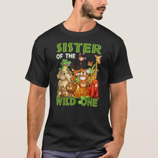 Sister Of The Wild One Birthday Animal Safari Jung Tシャツ (正面)