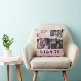 Sister Photo Collage – Different Ages, Same Hearts クッション