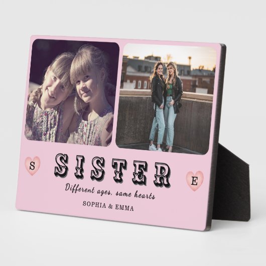 Sister Photo Collage – Different Ages, Same Hearts フォトプラーク (側面)