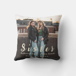 Sister Photo Collage Pillow – Same Hearts Always クッション